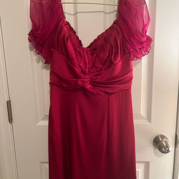 Alberta Ferretti *Raspberry* Puff Sleeve Midi Dress - Picture 6 of 12